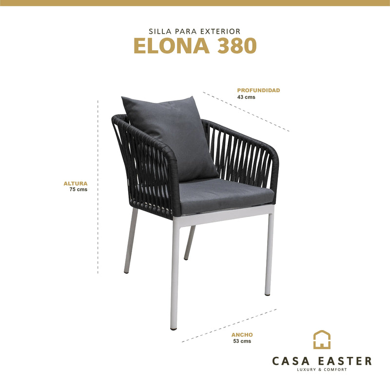 Cargue la imagen en el visor de la galería, Silla de Lazo para Exterior e Interior Color Negro ELONA 380-EL38