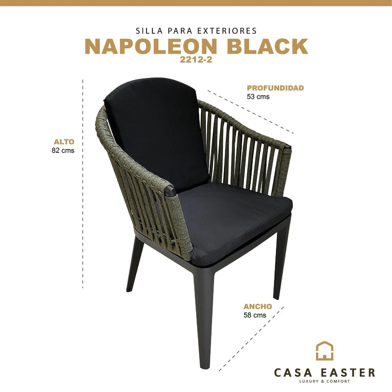Cargue la imagen en el visor de la galería, Silla de Lazo para Exterior e Interior Color Negro NAPOLEON-A13814