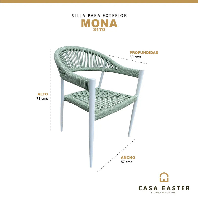 Cargue la imagen en el visor de la galería, Silla de Lazo para Exterior e Interior Color Verde MONA 3170 CasaEaster