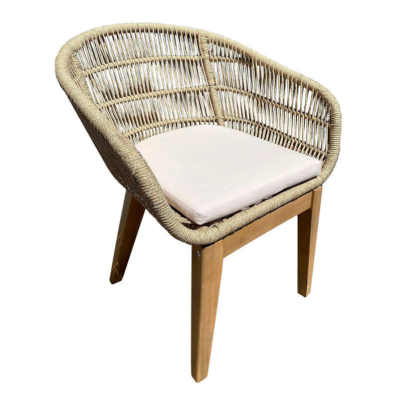 Cargue la imagen en el visor de la galería, Silla de Lazo para Exterior e Interior de Madera Teca Color Beige TALARA -HUC39669 CasaEaster