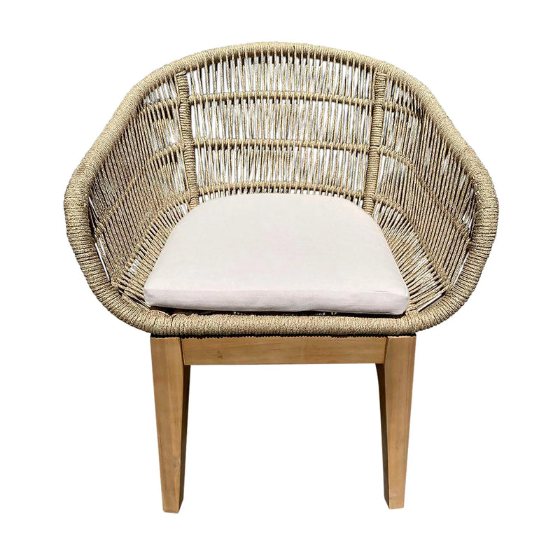 Cargue la imagen en el visor de la galería, Silla de Lazo para Exterior e Interior de Madera Teca Color Beige TALARA -HUC39669 CasaEaster