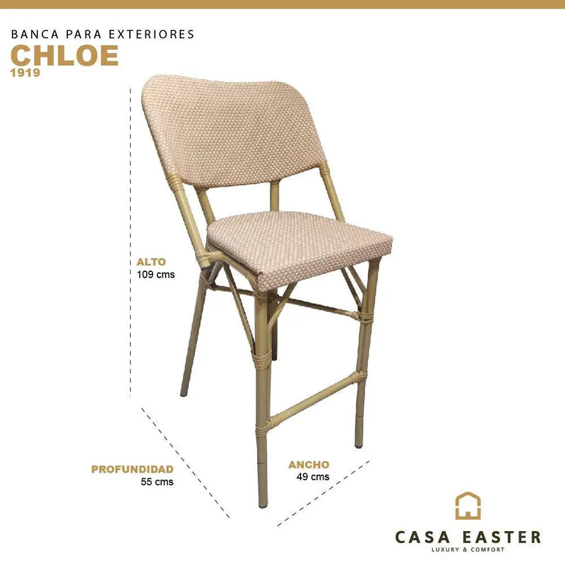 Cargue la imagen en el visor de la galería, Silla de Rattan Alta para Exterior e Interior Color Beige CHLOE -1919