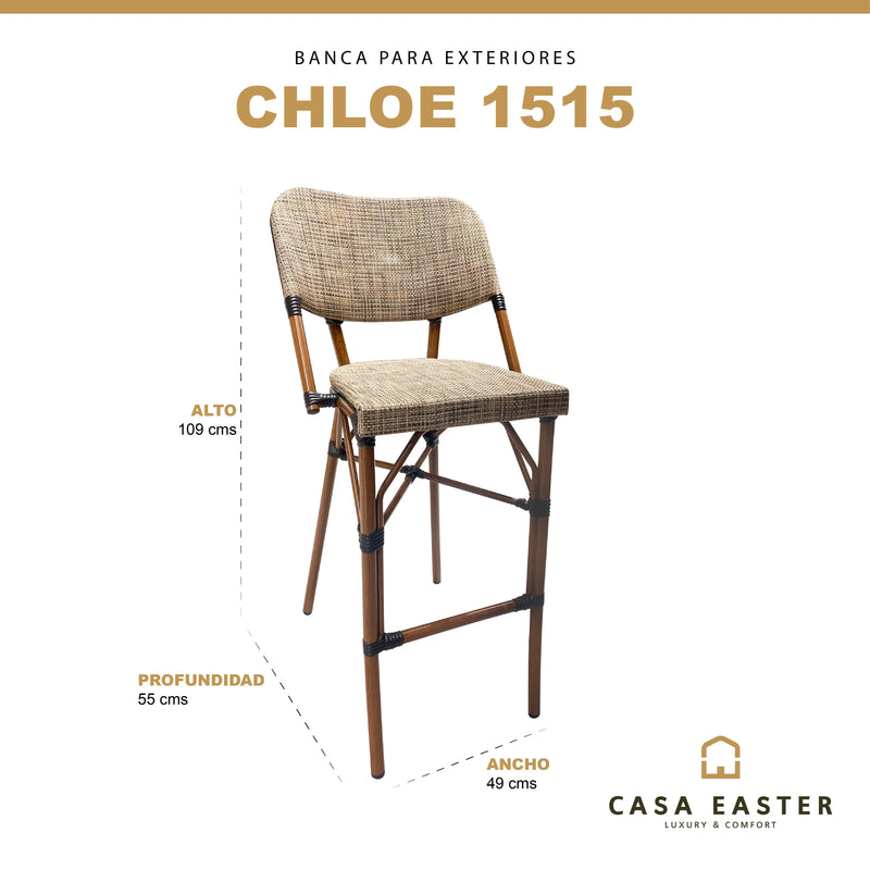 Cargue la imagen en el visor de la galería, Silla de Rattan Alta para Exterior e Interior Color Beige Jaspe 1515 CHLOE -CH-1