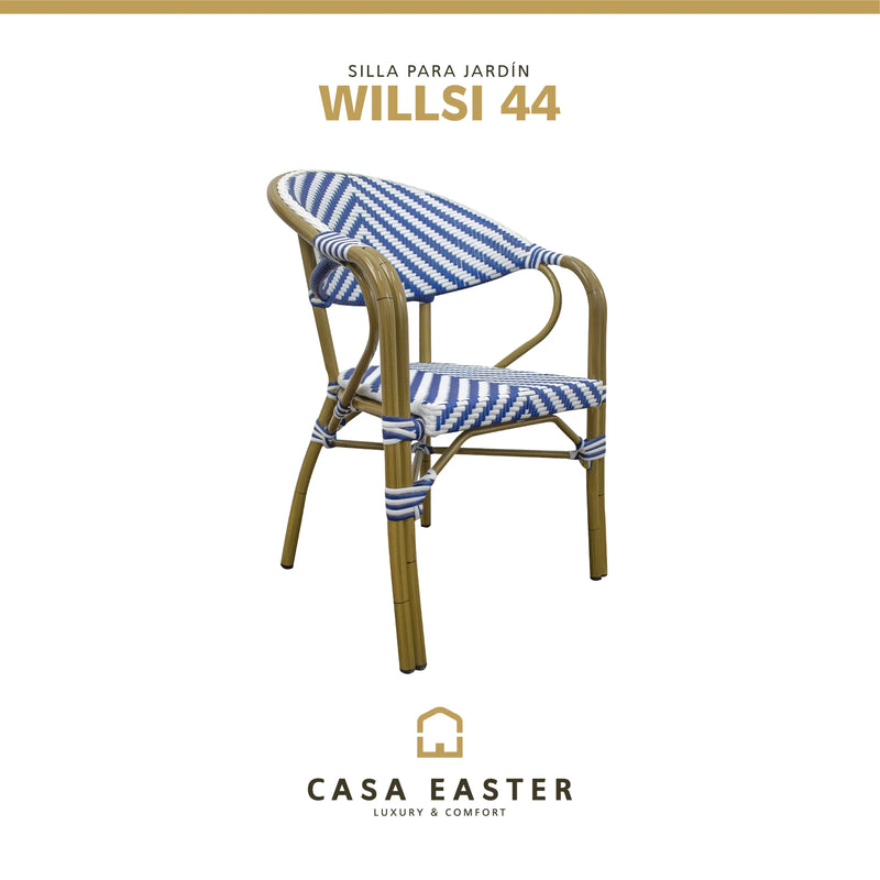 Cargue la imagen en el visor de la galería, Silla de Rattan para Exterior Color Azul WILLSI -WIL44 CasaEaster