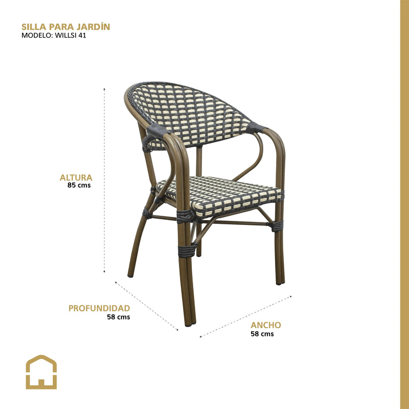 Cargue la imagen en el visor de la galería, Silla de Rattan para Exterior Color Beige WILLSI-WIL01 CasaEaster