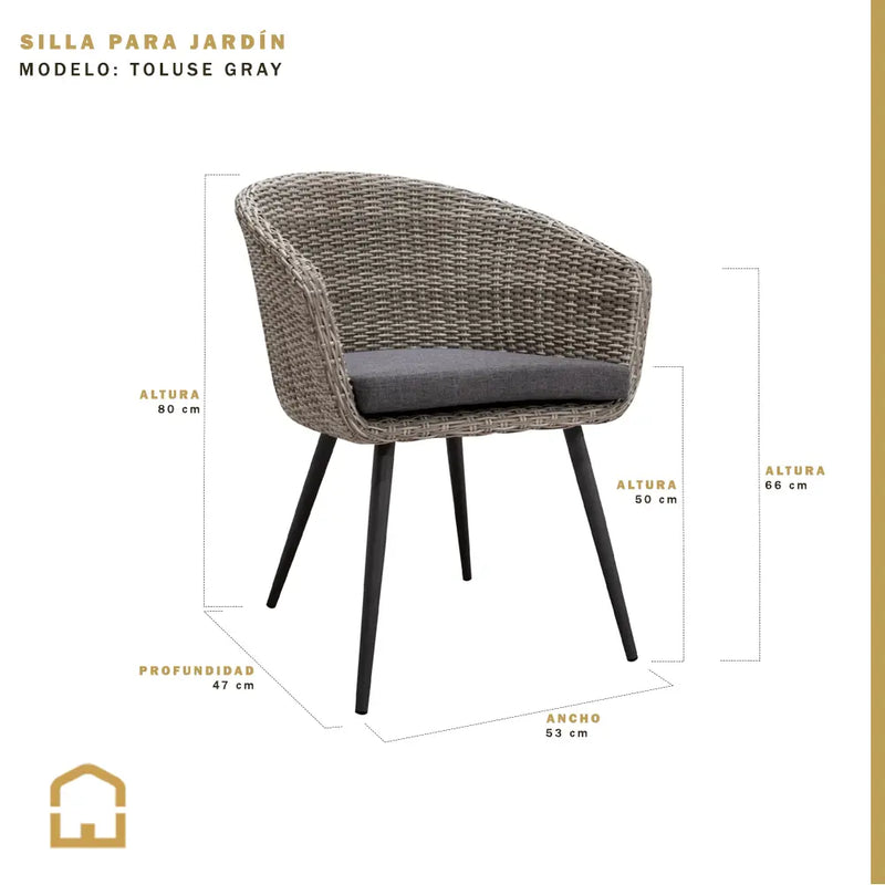 Cargue la imagen en el visor de la galería, Silla de Rattan para Jardin o ExteriorColor Gris Ratán TOLUSE - 52726B