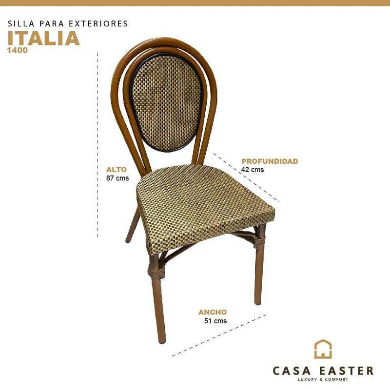 Cargue la imagen en el visor de la galería, Silla de Rattan para exterior e interior Color Oro ITALIA-1400