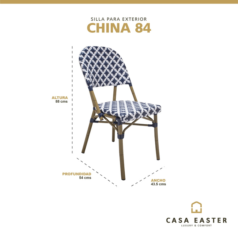 Cargue la imagen en el visor de la galería, Silla de Rattan para exterior e interior Color Azul Con Flores CHINA-OC84