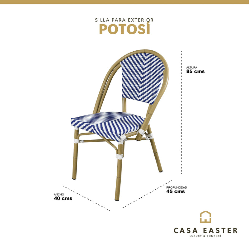Cargue la imagen en el visor de la galería, Silla de Rattan para exterior e interior Color Azul POTOSI -B-50