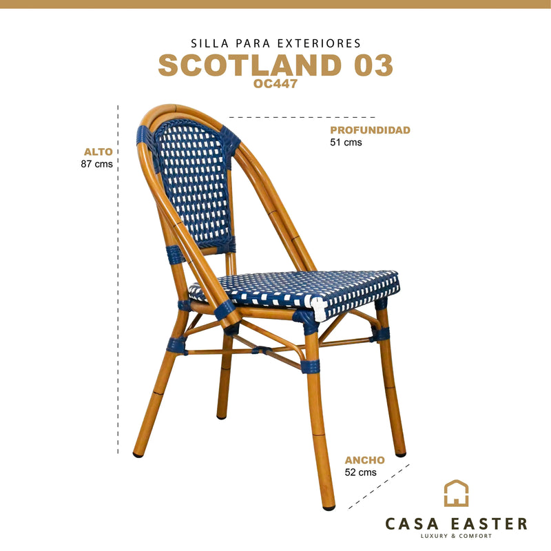 Cargue la imagen en el visor de la galería, Silla de Rattan para exterior e interior Color Azul SCOOTLAND 03-OC447