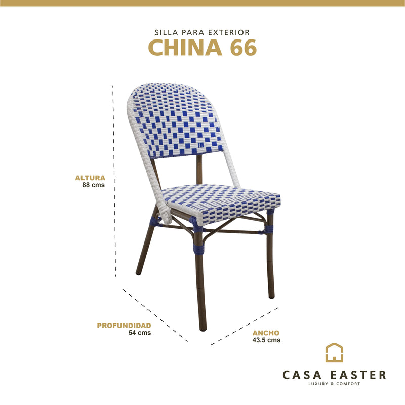 Cargue la imagen en el visor de la galería, Silla de Rattan para exterior e interior Color Azul con Blanco CHINA -OC66 CasaEaster