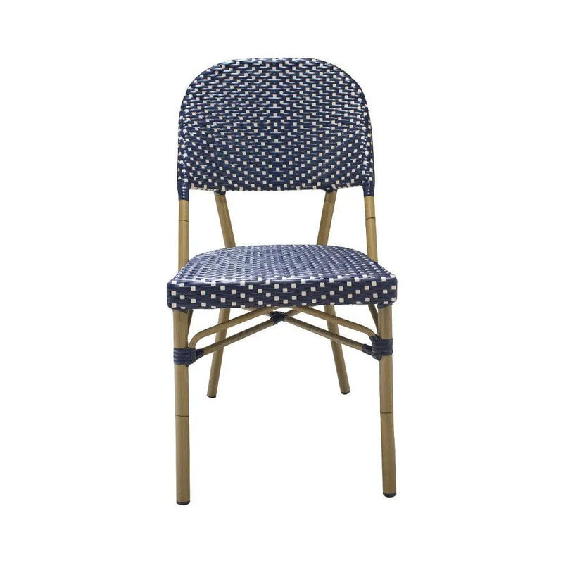 Cargue la imagen en el visor de la galería, Silla de Rattan para exterior e interior Color Azul con Blanco CHINA-OC87