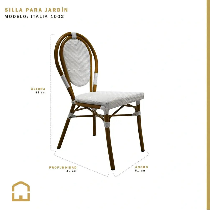 Cargue la imagen en el visor de la galería, Silla de Rattan para exterior e interior Color Blanco ITALIA -IT1002