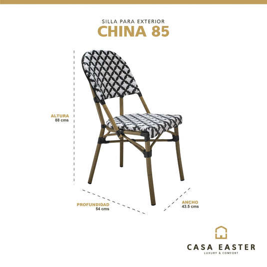 Silla de Rattan para exterior e interior Color Blanco con Negro CHINA -OC85
