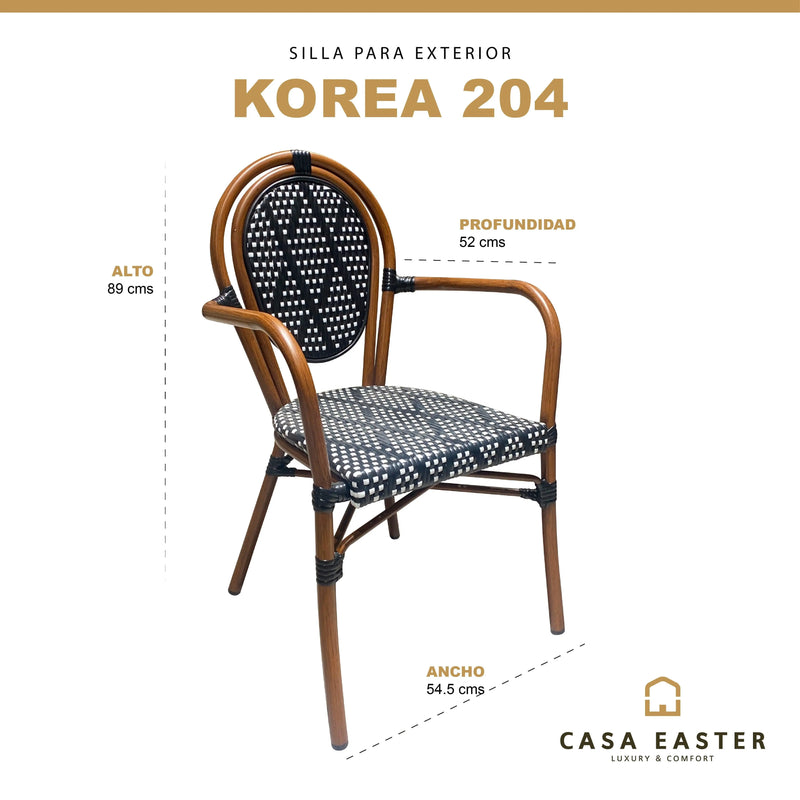 Cargue la imagen en el visor de la galería, Silla de Rattan para exterior e interior Color Blanco con Negro KOREA 204-KR1