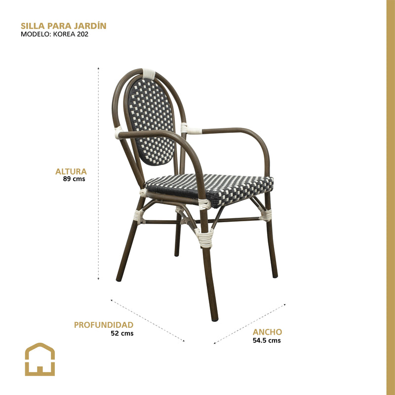 Cargue la imagen en el visor de la galería, Silla de Rattan para exterior e interior Color Cafe con Negro KOREA 202-OC02