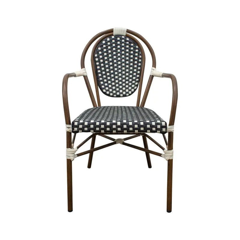 Cargue la imagen en el visor de la galería, Silla de Rattan para exterior e interior Color Cafe con Negro KOREA 202-OC02