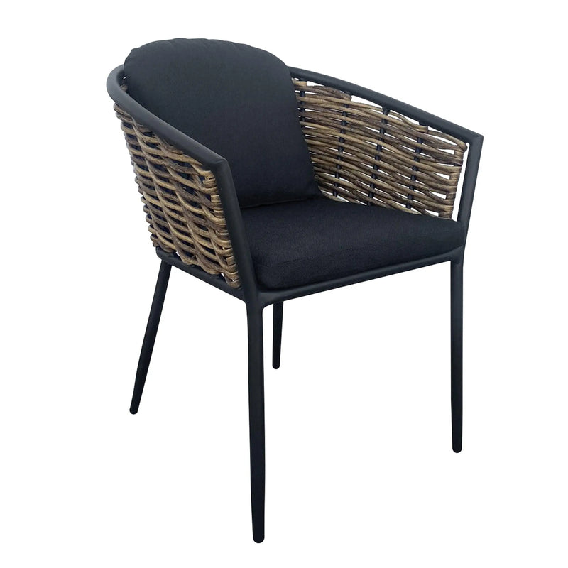 Cargue la imagen en el visor de la galería, Silla de Rattan para exterior e interior Color Negro DARIO -74553