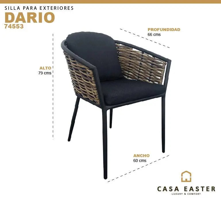 Cargue la imagen en el visor de la galería, Silla de Rattan para exterior e interior Color Negro DARIO -74553