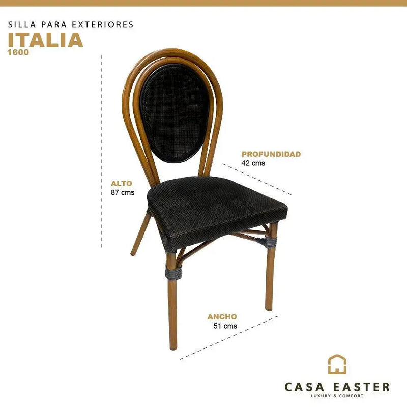 Cargue la imagen en el visor de la galería, Silla de Rattan para exterior e interior Color Negro ITALIA -1600 CasaEaster
