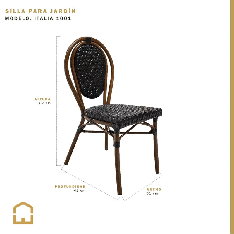 Cargue la imagen en el visor de la galería, Silla de Rattan para exterior e interior Color Negro ITALIA -IT01