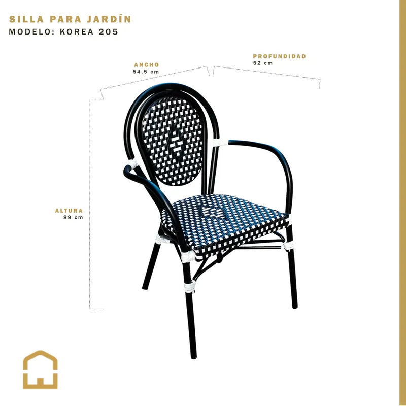 Cargue la imagen en el visor de la galería, Silla de Rattan para exterior e interior Color Negro KOREA 205-K01