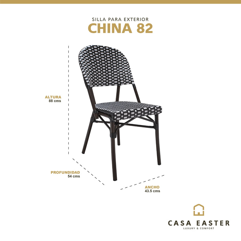 Cargue la imagen en el visor de la galería, Silla de Rattan para exterior e interior Color Negro con Blanco CHINA-OC82 CasaEaster