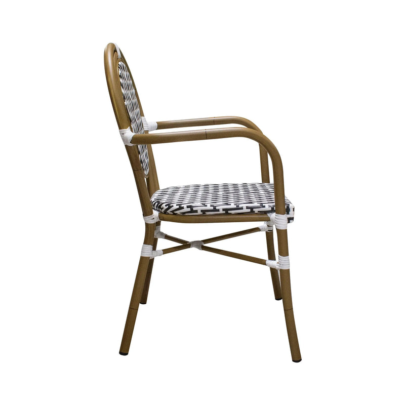 Cargue la imagen en el visor de la galería, Silla de Rattan para exterior e interior Color Negro con Blanco KOREA -K962