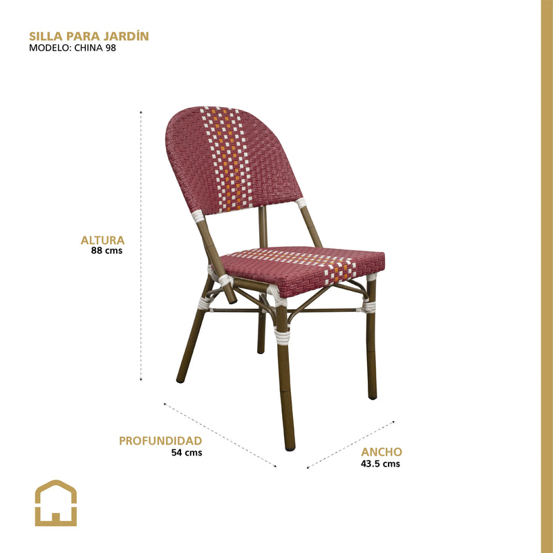 Cargue la imagen en el visor de la galería, Silla de Rattan para exterior e interior Color Rojo CHINA -OC98