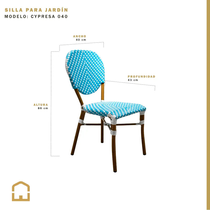 Cargue la imagen en el visor de la galería, Silla de Rattan para exterior e interior Color Turquesa CYPRESA-CY06