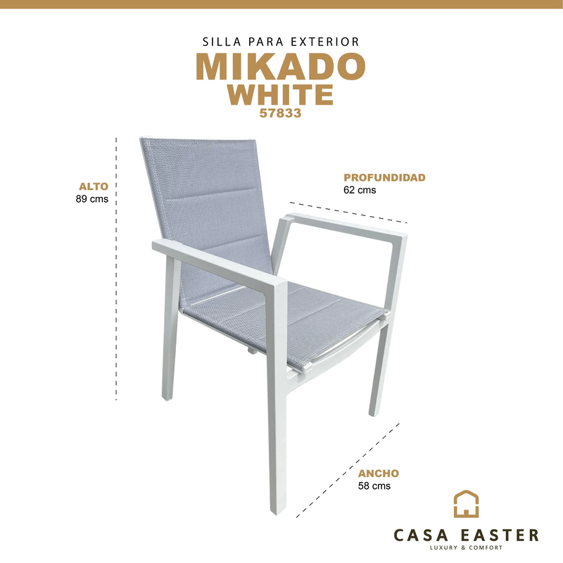 Cargue la imagen en el visor de la galería, Silla de Textileno para interior y exterior Color Blanco MIKADO -57833 CasaEaster
