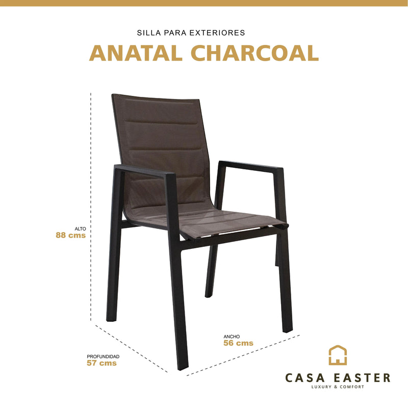 Cargue la imagen en el visor de la galería, Silla de Textileno para interior y exterior Color Carbon ANATAL-T112A