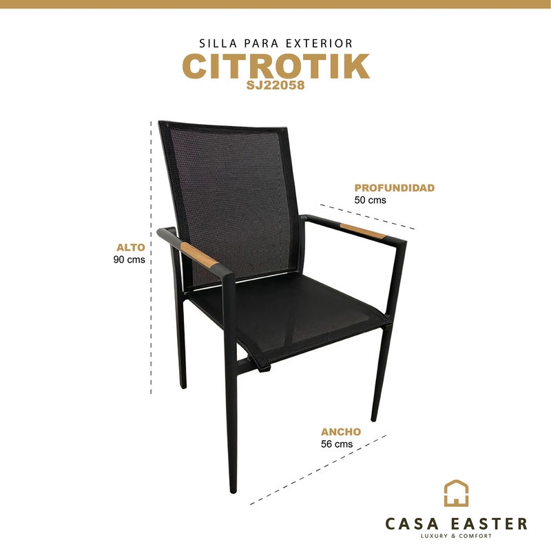 Cargue la imagen en el visor de la galería, Silla de Textileno para interior y exterior Color Carbon CITROTIK-SJ22058 CasaEaster