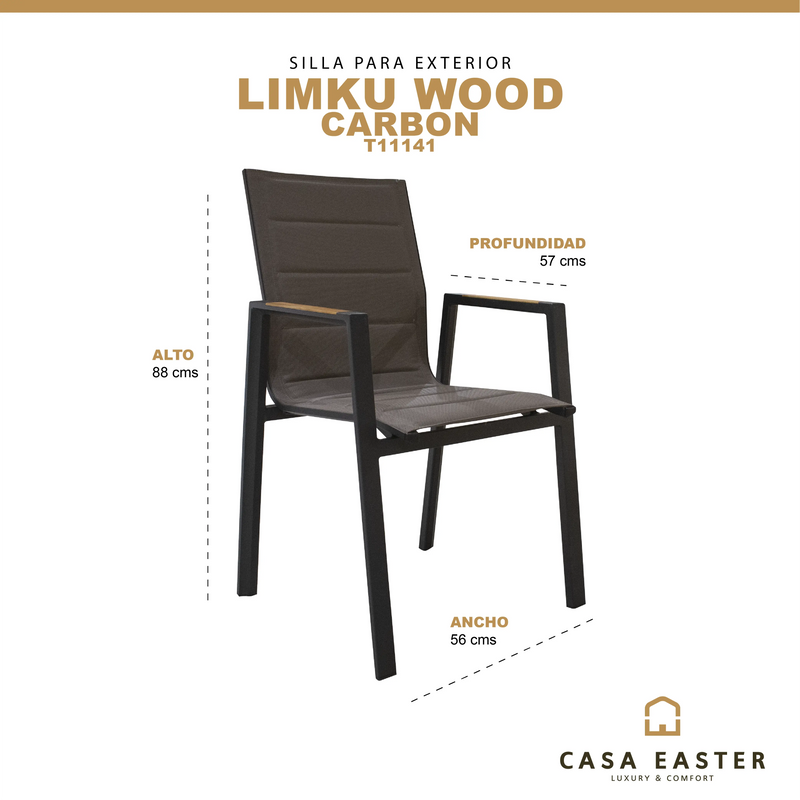 Cargue la imagen en el visor de la galería, Silla de Textileno para interior y exterior Color Carbon LIMKU - T11141 CasaEaster