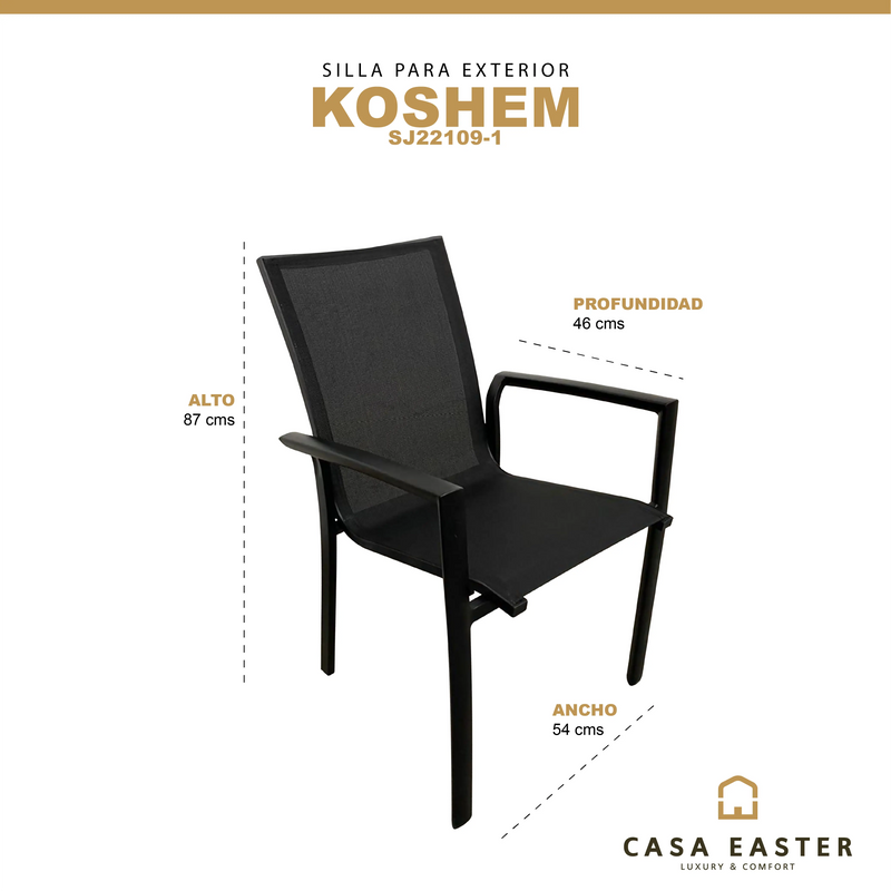 Cargue la imagen en el visor de la galería, Silla de Textileno para interior y exterior Color Negro KOSHEM-SJ22109-1 CasaEaster