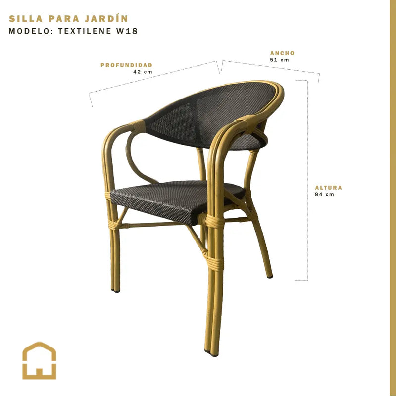 Cargue la imagen en el visor de la galería, Silla de Textileno para interior y exterior Color Negro TEXTILENE- W-18