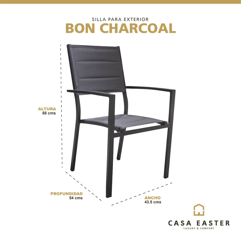 Cargue la imagen en el visor de la galería, Silla de Textileno para interior y exterior Color Plata BON -75532 CasaEaster