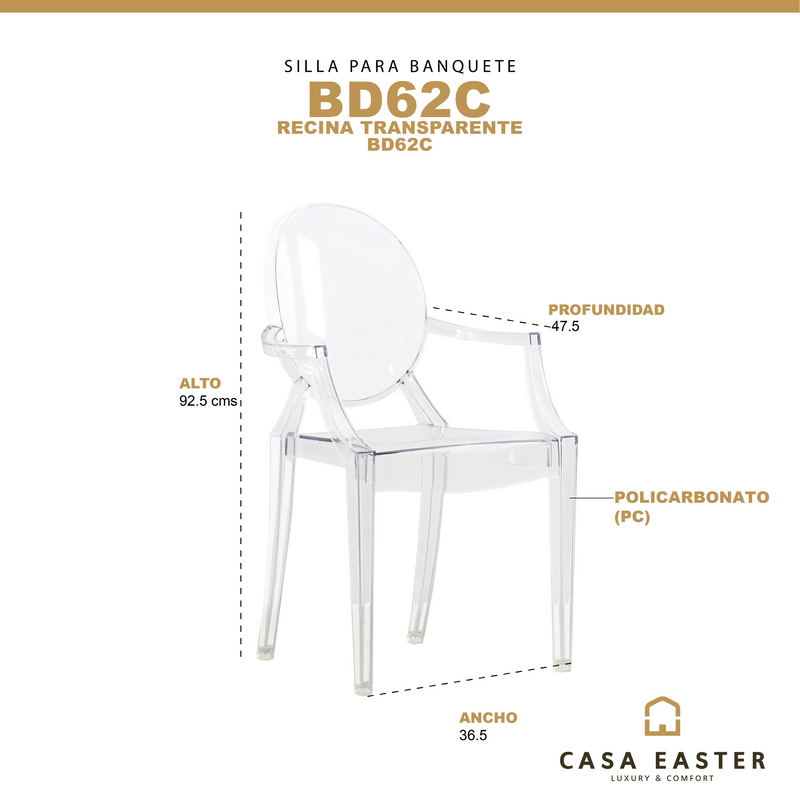 Cargue la imagen en el visor de la galería, Silla de banquete BD62C transparente - BD62C CasaEaster