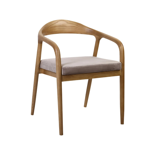 Silla de interior de madera color natural con beige- XN2023051Z-XN2207BEI CasaEaster
