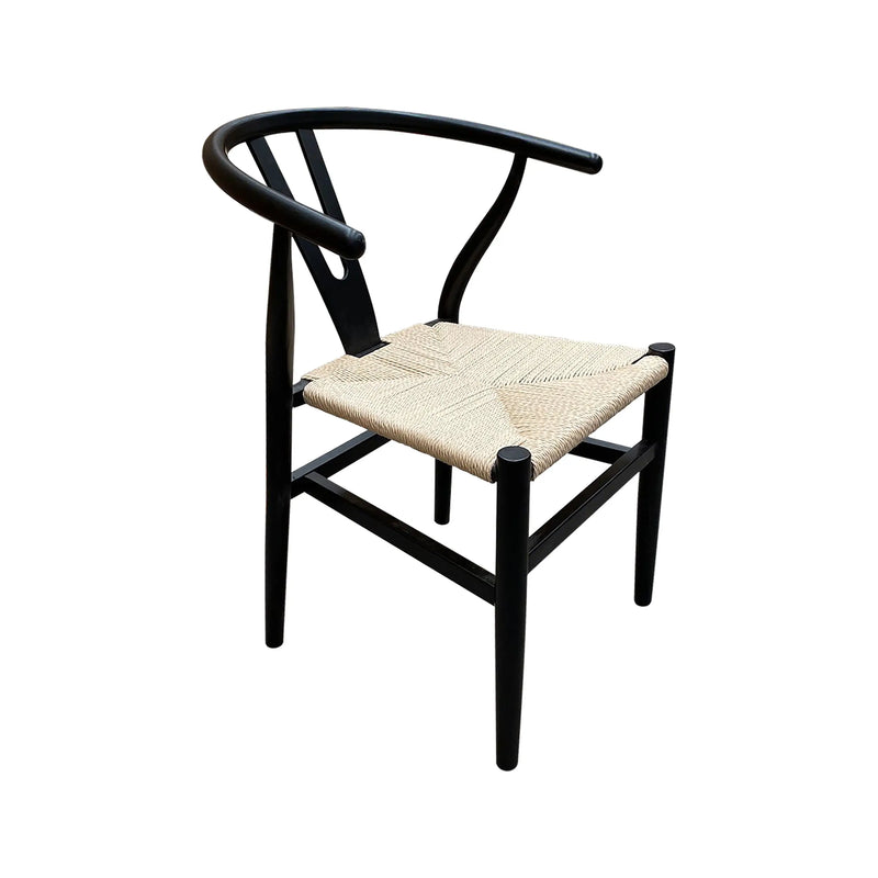 Cargue la imagen en el visor de la galería, Silla de madera para interior color negro con natural Wishbone-FC10S-NE CasaEaster