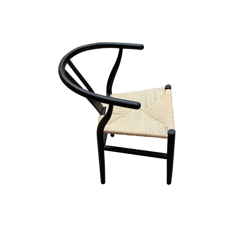 Cargue la imagen en el visor de la galería, Silla de madera para interior color negro con natural Wishbone-FC10S-NE CasaEaster