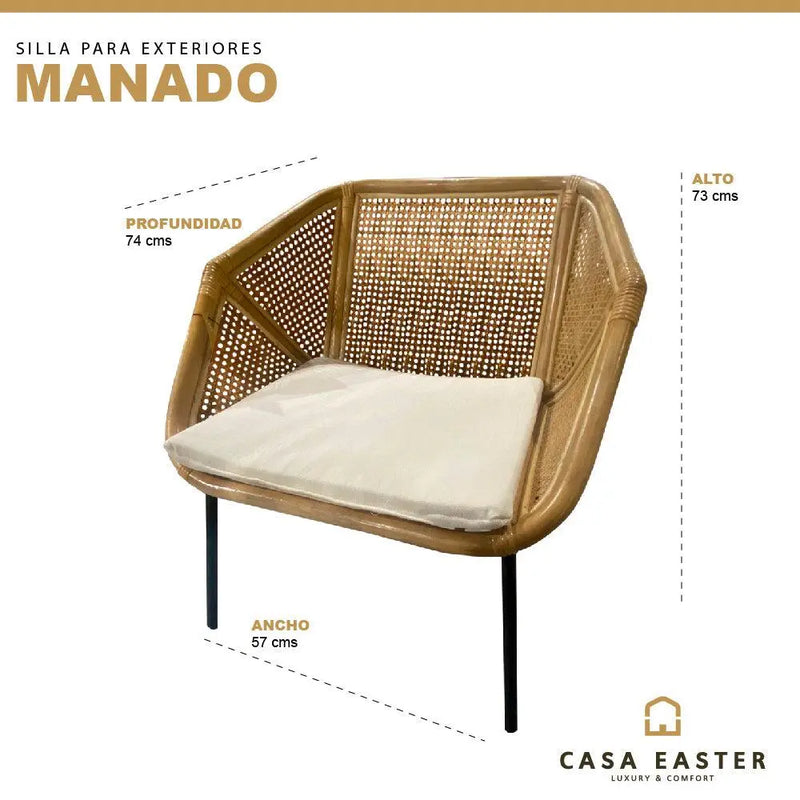 Cargue la imagen en el visor de la galería, Silla para Exterior e Interior Color Natural MANADO- 32878