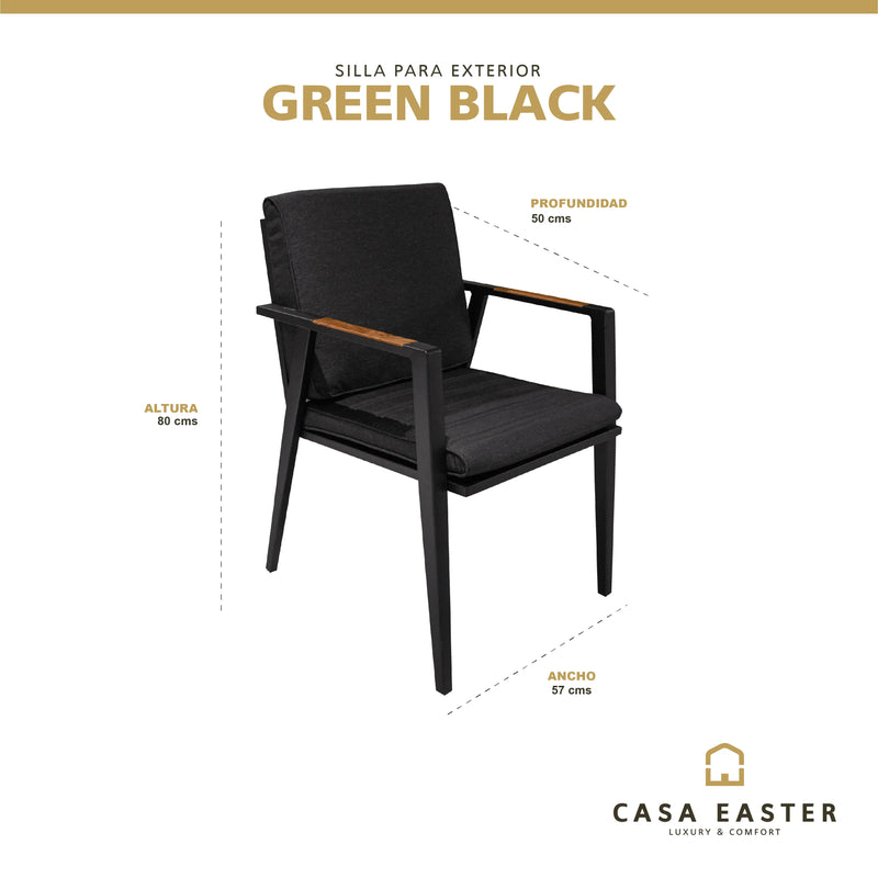 Cargue la imagen en el visor de la galería, Silla para Exterior e Interior Color Negro GREEN-GSB