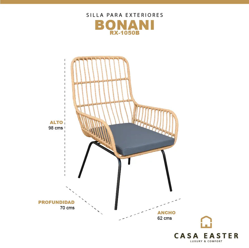Cargue la imagen en el visor de la galería, Silla para Exterior e Interior De Lazo Color Natural BONANI-RX1050B CasaEaster