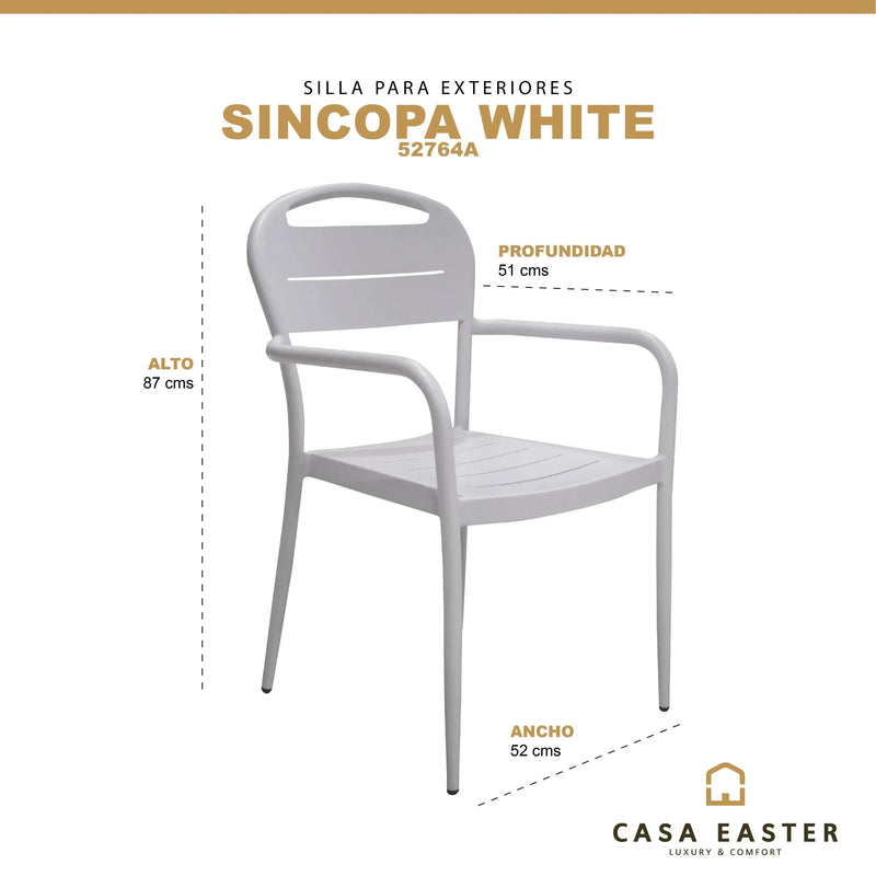 Cargue la imagen en el visor de la galería, Silla para Exterior e Interior de Aluminio Color Blaco SINCOPA- 52764A CasaEaster