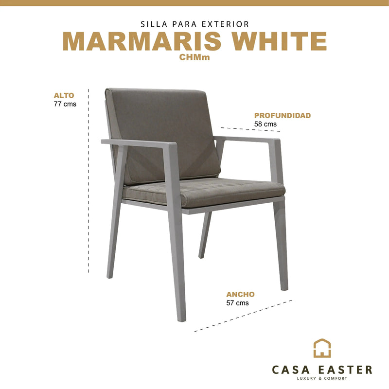 Cargue la imagen en el visor de la galería, Silla para Exterior e Interior de Aluminio Color Blanco MARMARIS -CHMM CasaEaster