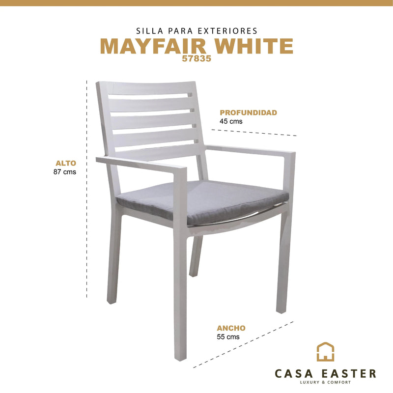 Cargue la imagen en el visor de la galería, Silla para Exterior e Interior de Aluminio Color Blanco MAYFAIR- 57835