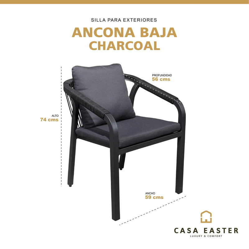 Cargue la imagen en el visor de la galería, Silla para Exterior e Interior de Aluminio Color Carbon ANCONA -75742