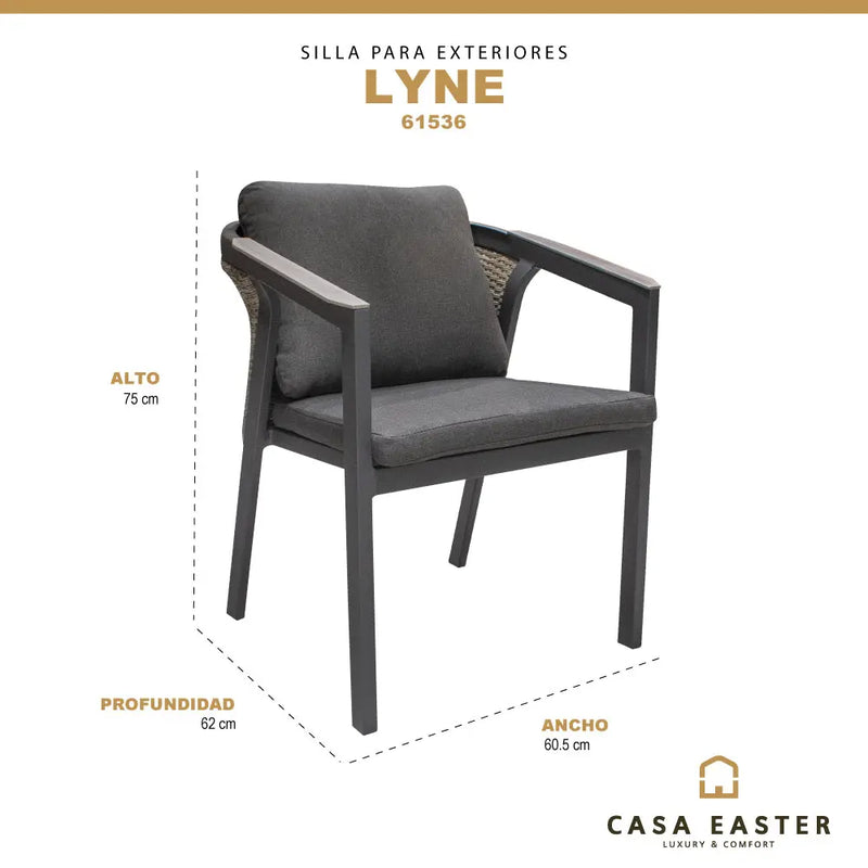 Cargue la imagen en el visor de la galería, Silla para Exterior e Interior de Aluminio Color Carbon LYNE-61536 CasaEaster