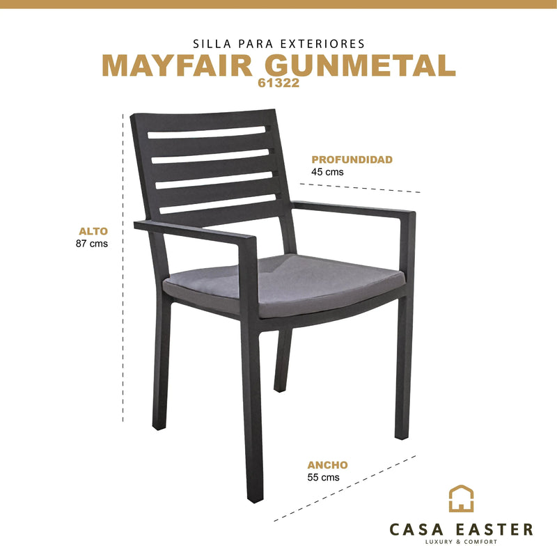 Cargue la imagen en el visor de la galería, Silla para Exterior e Interior de Aluminio Color Carbon MAYFAIR - 60719 CasaEaster